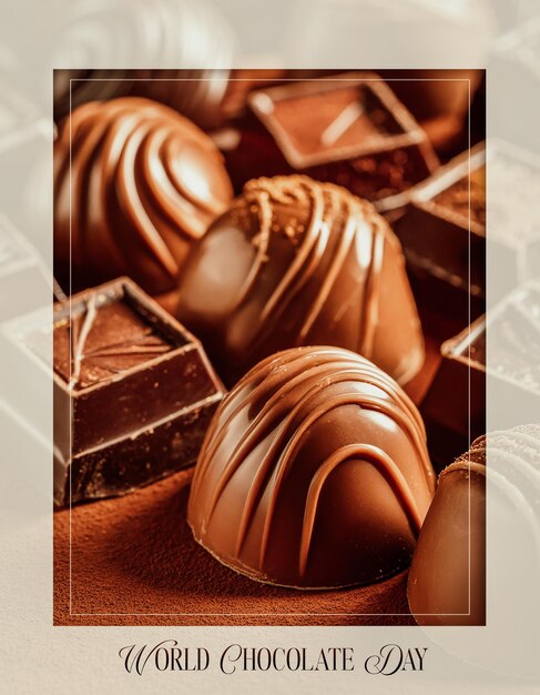 poster de cartão de fundo de chocolate A4 imprensável dia mundial do chocolate