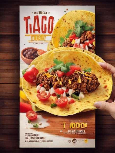 Poster de comida TacosFlyer Ilustração de um cartaz de design vintage e grunge