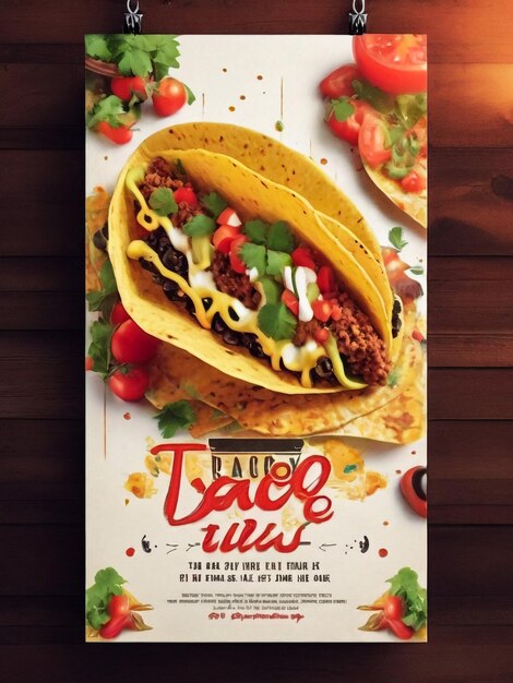 Poster de comida TacosFlyer Ilustração de um cartaz de design vintage e grunge