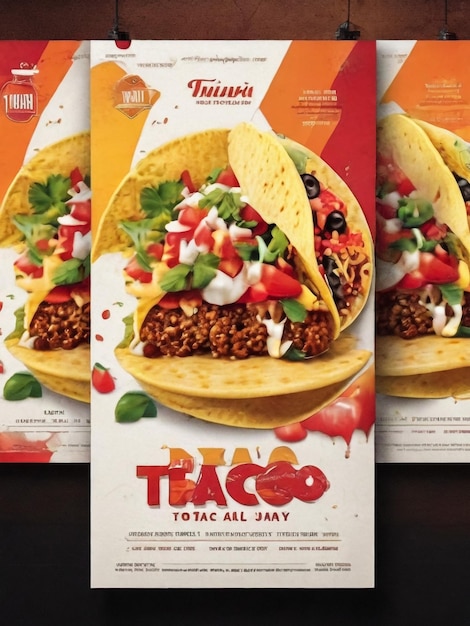 Poster de comida TacosFlyer Ilustração de um cartaz de design vintage e grunge