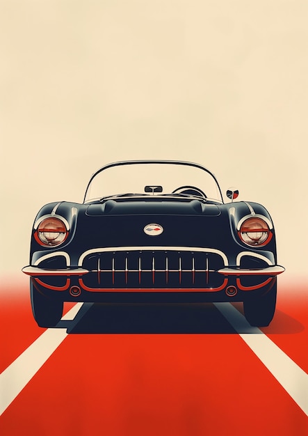 Foto poster de corvette vintage projetado por paul rand arte de carros clássicos