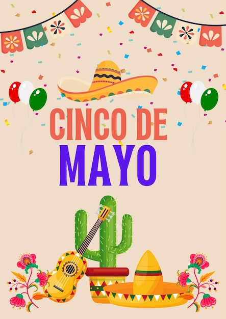 Poster de Creme Minimalista Cinco De Mayo 1 (em inglês)