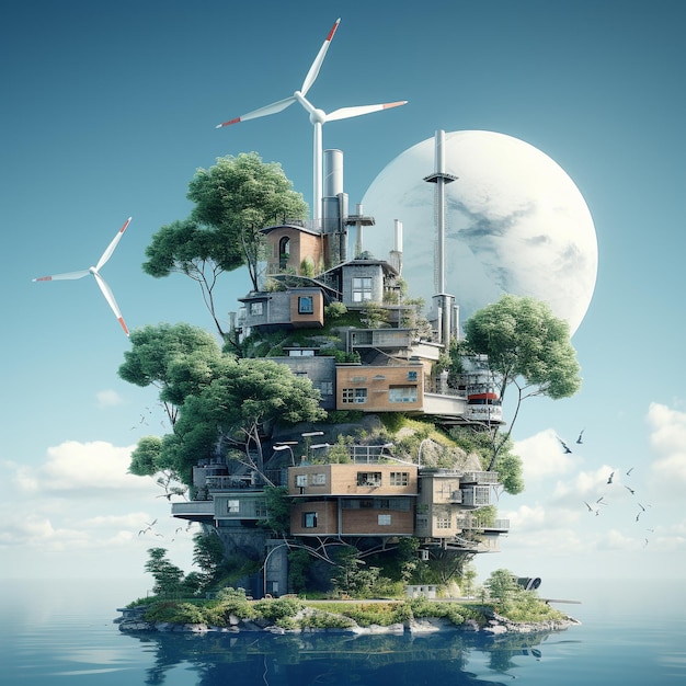 Foto poster de energia verde e energia limpa ilustração generativa ai