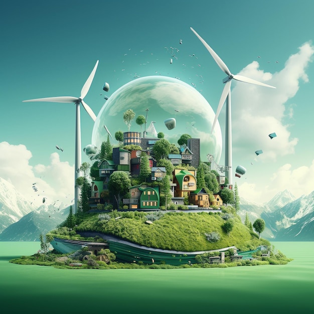 Foto poster de energia verde e energia limpa ilustração generativa ai