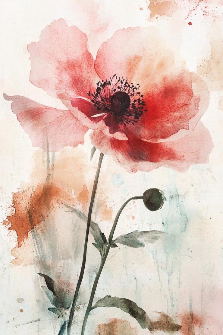 poster de flores aquareladas bonitas