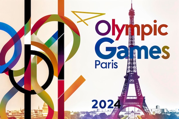 Foto poster de fundo anunciando os jogos olímpicos de paris 2024