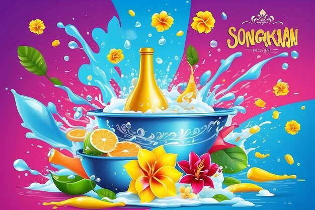 Poster de Happy Songkran Ilustração vetorial de modelo ai