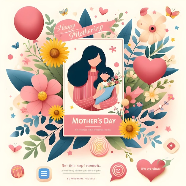 Poster de mídia social do Dia da Mãe