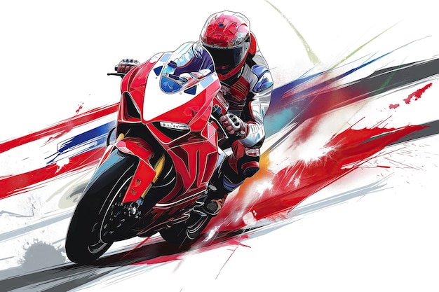 Poster de motosport épico em ilustração minimalista abstrata multicolor