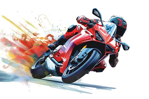 Foto poster de motosport épico em ilustração minimalista abstrata multicolor