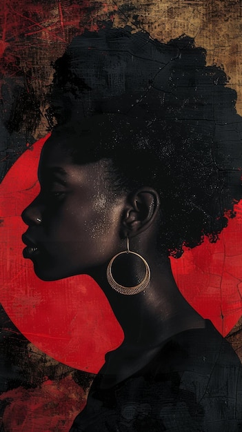 Poster de mulher negra étnica para o Mês da História Negra