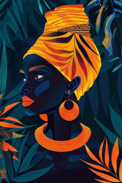 Poster de mulher negra étnica para o Mês da História Negra
