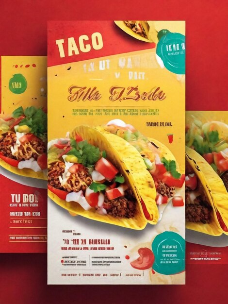 Poster de Tacos Mexicanos Ilustração de um cartaz de texturas vintage e grunge com um apetitoso invólucro de milho de ícone de taco mexicano e decoração Flyer Design