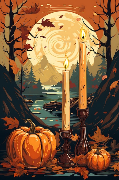 Poster de vela única com uma chama derretida cálida laranja e marrom Col Candlesmas 2D Flat Designs