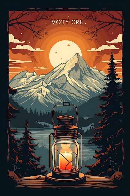 Poster de vela única em um frasco de vidro quente e aconchegante luz vela de madeira rústica Natal 2D Flat Designs