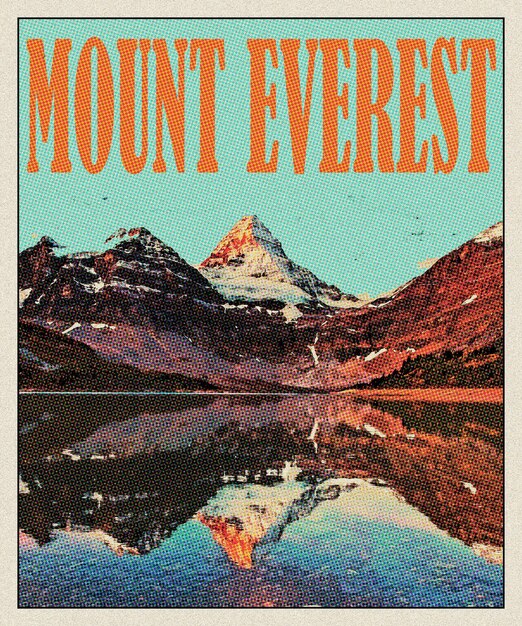 Foto poster de viagem do monte everest retro