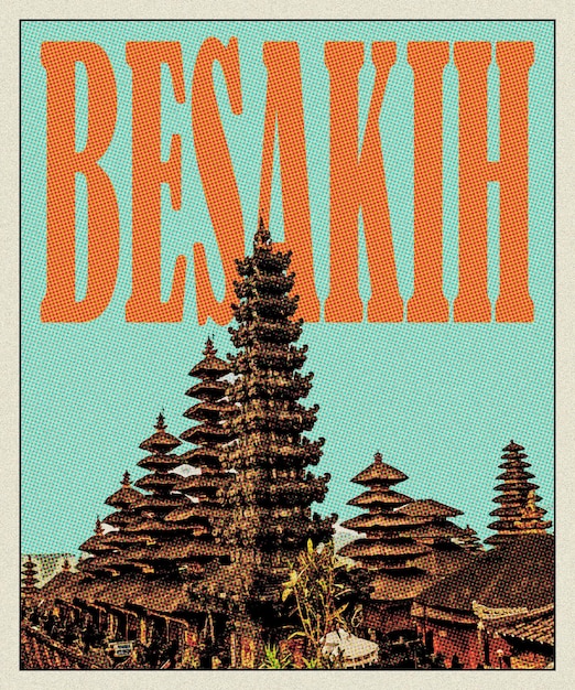 Poster de viagem retrô de besakih