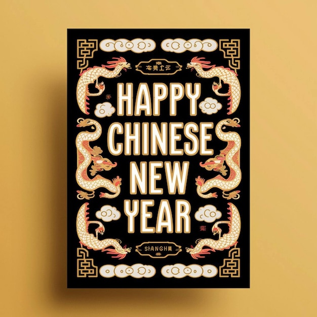 Foto poster-design für das chinesische neujahr
