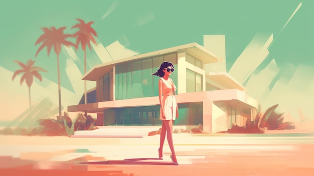 Póster de dibujo minimalista de James Gilleard con la linda Lisa