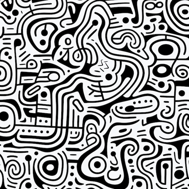 Poster de dibujos abstractos con formas en blanco y negro