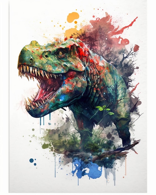 Un póster de un dinosaurio con at - rex.