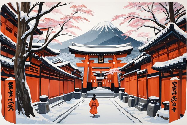 Foto poster do ano novo japonês fushimi inari taisha celebração