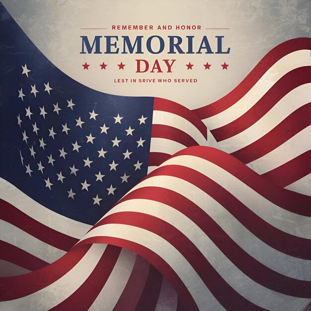 Poster do Dia do Memorial Lembre e honre a Bandeira dos Estados Unidos
