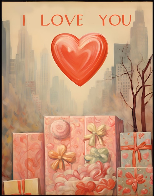 Poster do Dia dos Namorados com um presente criado com Ai