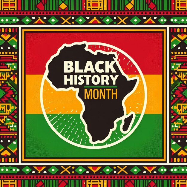 Foto poster do mês da história negra vibrante e colorido continente africano mapa africano