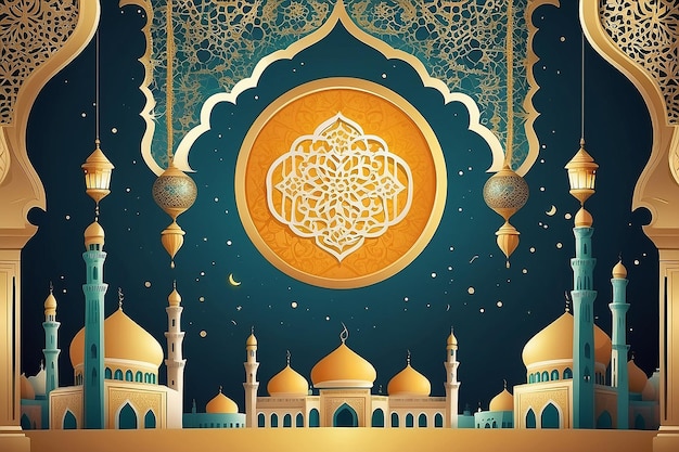Poster do modelo de ilustração vetorial de festivais islâmicos