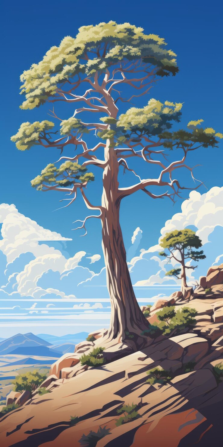 Foto poster do penhasco inspirado no art nouveau com joshua tree np