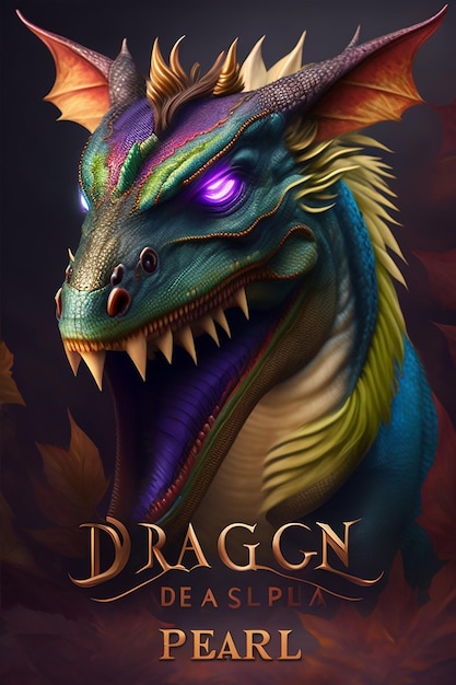 Un póster para un dragón de fantasía llamado dragn.