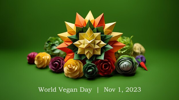 Póster Estilo Origami del Día Mundial del Vegano