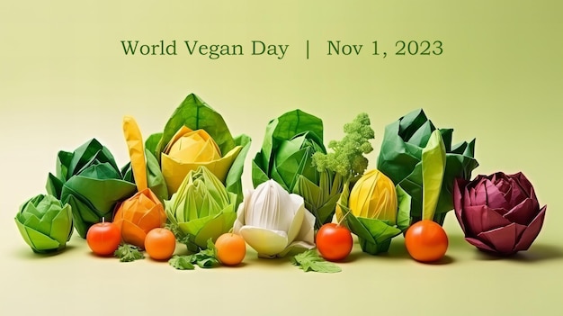 Póster Estilo Origami del Día Mundial del Vegano