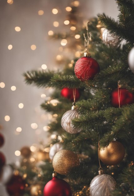 Poster de Feliz Navidad con adornos de árbol de Navidad