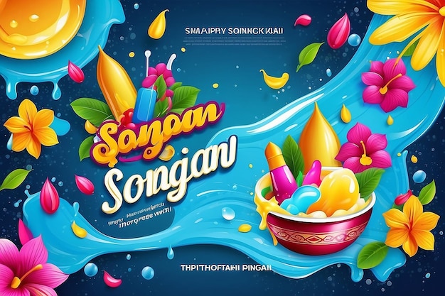 Poster feliz de Songkran plantilla vectorial de poster de songkran