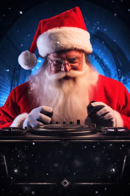 Foto el póster de la fiesta de navidad de dj vockup con el dj papá noel