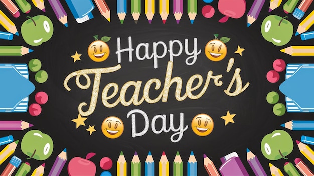 Foto a poster for teachers day with a chalkboard with the words happy teachers day written on it