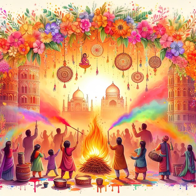 Foto poster für eine hinduistische feier holika dahan