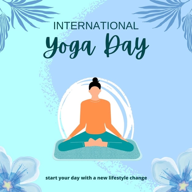 Poster für einen Yoga-Tag mit einer Frau in einer Yoga-Pose