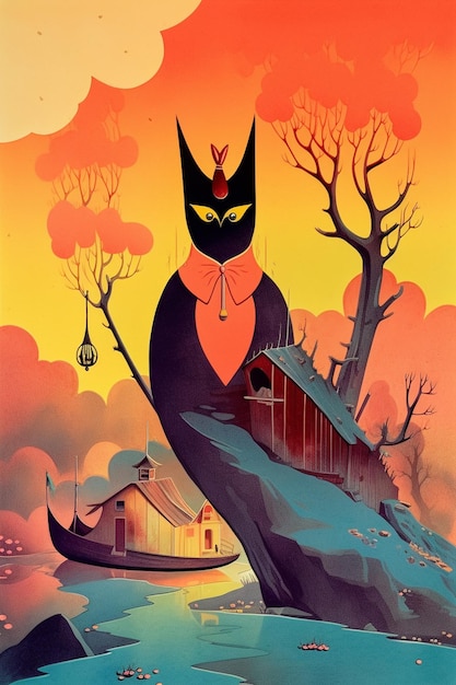 Un póster para un gato llamado gato que está en un bote.