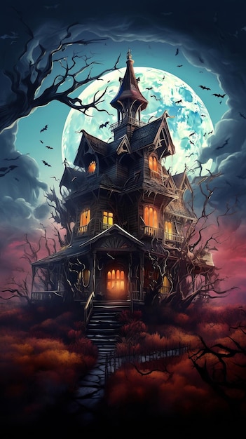 Poster de Halloween Con fondo cinematográfico