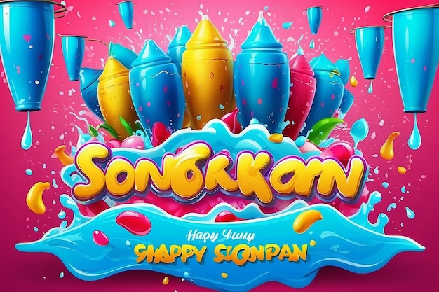 El póster de Happy Songkran es una plantilla vectorial de póster.