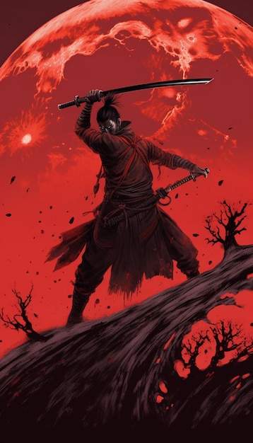 Un póster para el juego samurai rojo.