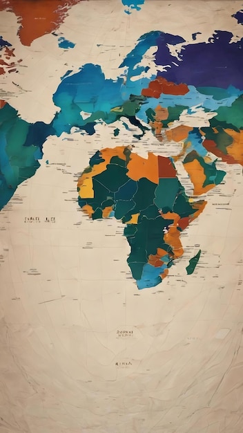 Poster del mapa del mundo con un esquema aproximado del mapa de la tierra del mundo mapa del planeta con patrón abstracto de la superficie de la textura
