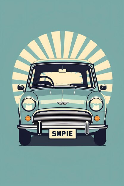 Un póster de un mini automóvil de movilidad con un concepto creativo de inspiración retro Transporte tecnológico futuro