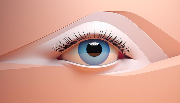 Foto un póster minimalista en 3d con un singular ojo femenino audaz mirando hacia adelante