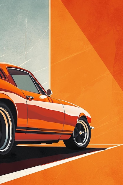 póster minimalista naranja con coche