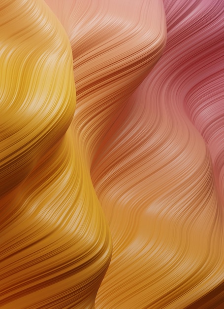 Póster moderno de color rojonaranjaflujo de onda dinámico de colorFormas onduladas líquidas fondo ondulado 3D holográfico abstractoFondo digital Representación 3d de líneas torcidas Diseño de fondo moderno