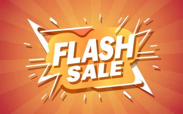 Foto poster o banner de compras flash con icono flash y texto 3d en fondo naranja flash sales